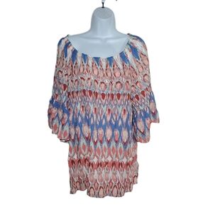 Ali Miles Colorful Waterfall Sleeve Tunic